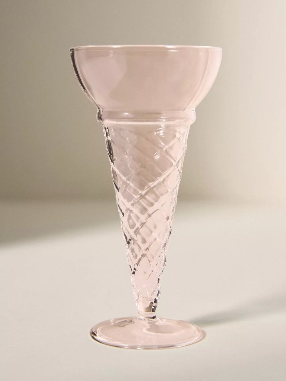 Anthropologie Ice Cream Sundae Flute Glass Pink